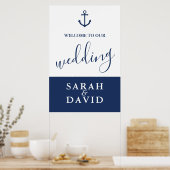 ネイビ航海のーいかり結婚のウェルカムサイン – 大 ポスター (キッチン)