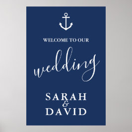ネイビ航海のーいかり結婚のウェルカムサイン – 大 ポスター