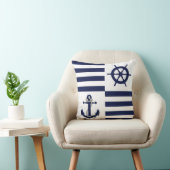 ネイビ航海のーいかり/ホイール/ネイビーブーストライプル クッション (椅子)