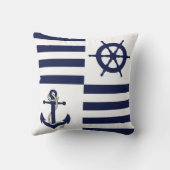 ネイビ航海のーいかり/ホイール/ネイビーブーストライプル クッション (裏面)