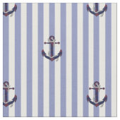 ネイビ航海のーいかり/ロープ付き青いストライプ ファブリック (クローズアップ)