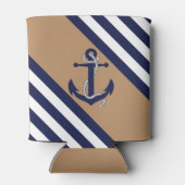 ネイビ航海のーいかり/ロープ、ブルーストライプブラウン – lt brown 缶クーラー (裏面)