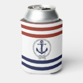 ネイビ航海のーいかり/ロープ、赤/青ストライプ色 缶クーラー (缶裏面)