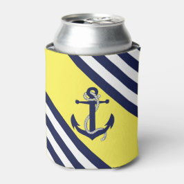 ネイビ航海のーいかり/ロープ、青ストライプ色 – lt黄色 缶クーラー