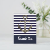 ネイビ航海のーとホワイトいかりありがとうポストカード ポストカード (スタンド正面)