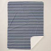 ネイビ航海のーとホワイトのストライプ シェルパブランケット (正面)