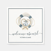 ネイビ航海のーとホワイトパーソナライズされたの結婚紙 スタンダードカクテルナプキン (正面)