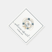 ネイビ航海のーとホワイトパーソナライズされたの結婚紙 スタンダードカクテルナプキン (角)