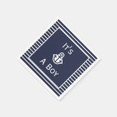 ネイビ航海のーとホワイト男の子のナプキンスストライプのだ スタンダードカクテルナプキン (角)