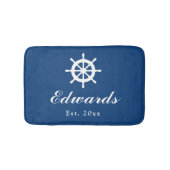 ネイビ航海のーカスタムブルー家族名浴敷敷物 バスマット (正面)