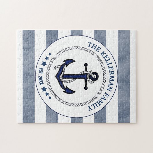 ネイビ航海のーストライプいかりの姓 ジグソーパズル (横)