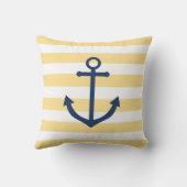 ネイビ航海のーストライプのいかり付き黄枕 クッション (裏面)