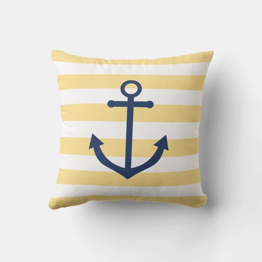 ネイビ航海のーストライプのいかり付き黄枕 クッション (裏面)