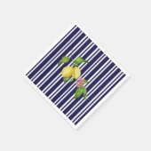 ネイビ航海のーストライプシシリアンレモンペーパーナプキン スタンダードカクテルナプキン (角)