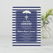 ネイビ航海のーストライプシルバーファースト聖餐式 招待状 (スタンド正面)