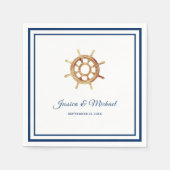 ネイビ航海のーストライプズ水色ハンドル スタンダードカクテルナプキン (正面)