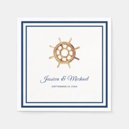 ネイビ航海のーストライプズ水色ハンドル スタンダードカクテルナプキン