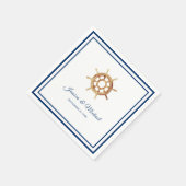 ネイビ航海のーストライプズ水色ハンドル スタンダードカクテルナプキン (角)