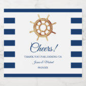 ネイビ航海のーストライプズ水色ハンドル スパークリングワインラベル (シングルラベル)