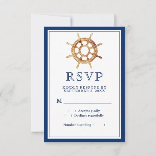 ネイビ航海のーストライプズ水色ハンドル 出欠カード (正面)