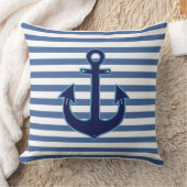 ネイビ航海のーストライプデコール クッション (ブランケット)
