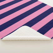 ネイビ航海のーストライプブルーとライトピンク シェルパブランケット (3/4)