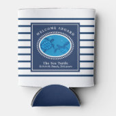 ネイビ航海のーストライプボートネームウミガメ 缶クーラー (正面)