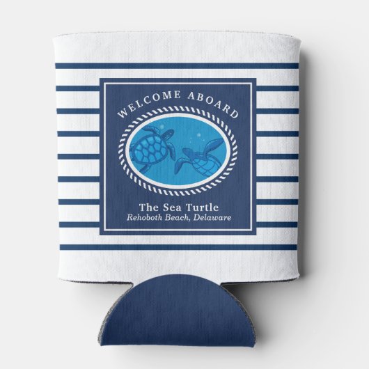 ネイビ航海のーストライプボートネームウミガメ 缶クーラー (裏面)