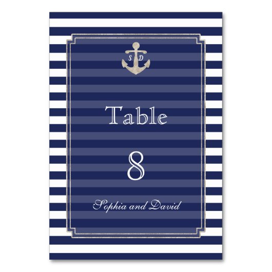 ネイビ航海のーストライプ・ウェディングテーブル番号 テーブルナンバー (正面)