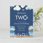 ネイビ航海のーツセカンド誕生日招待状 招待状 (スタンド正面)