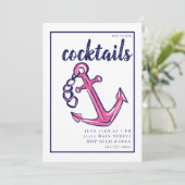 ネイビ航海のーピンクいかり名門私立校風のカクテルパーティー 招待状 (スタンド正面)