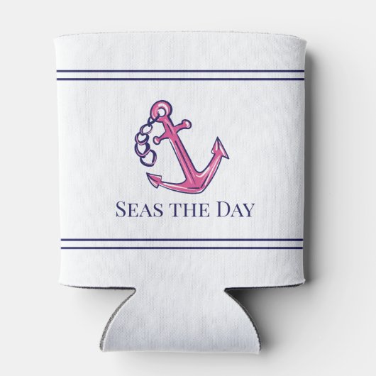 ネイビ航海のーピンクいかり名門私立校風のボート名 缶クーラー (裏面)