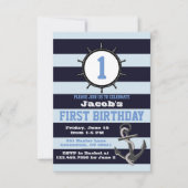 ネイビ航海のーファースト誕生日招待状 招待状 (正面)