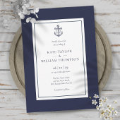 ネイビ航海のーブルアンドホワイトいかりズ結婚 招待状