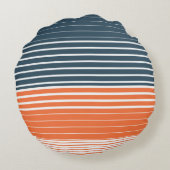 ネイビ航海のーブルオレンジストライプ色アクセント枕 ラウンドクッション (裏面)