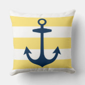 ネイビ航海のーブルーいかりと黄ストライプ色 クッション (裏面)