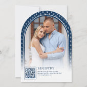 ネイビ航海のーブルーいかりアーチブライダルシャワー 招待状 (裏面)