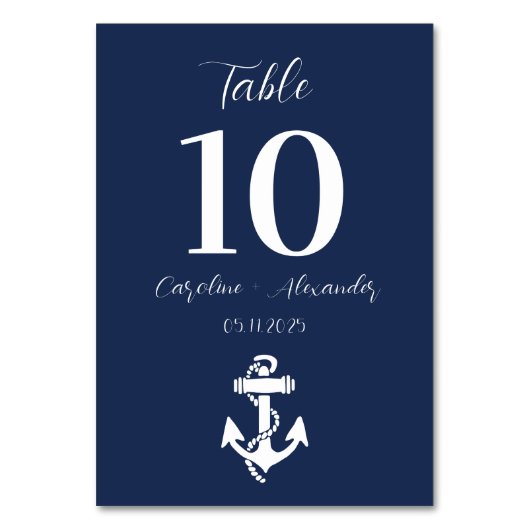 ネイビ航海のーブルーいかりエレガモダンントウェディング テーブルナンバー (正面)