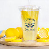 ネイビ航海のーブルーいかりオアーズファミリーレイクハウス アクリルタンブラー