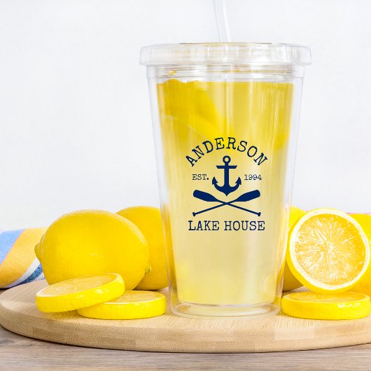 ネイビ航海のーブルーいかりオアーズファミリーレイクハウス アクリルタンブラー