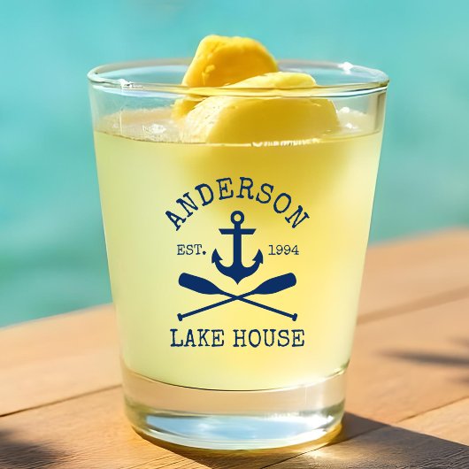 ネイビ航海のーブルーいかりオアーズファミリーレイクハウス ショットグラス