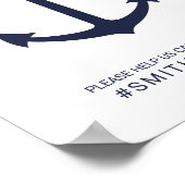 ネイビ航海のーブルーいかりオ結婚スナップの標識 ポスター (角)