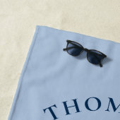 ネイビ航海のーブルーいかりカスタムバケーションホーム ビーチタオル (インサイチュ)