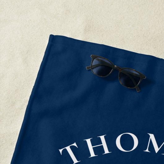 ネイビ航海のーブルーいかりカスタムバケーションホーム ビーチタオル (インサイチュ)