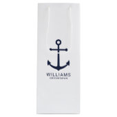 ネイビ航海のーブルーいかりグパーソナライズされたロンプンズ ワインギフトバッグ (正面)