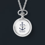 ネイビ航海のーブルーいかりグパーソナライズされたロンプンズ 腕時計<br><div class="desc">Groomsmen航海の Giftこのデザインはネイビーの青いいかりとパーソナライズされた、白い背景にネイビーの青いクラシックセリフのフォントスタイルのタイトルを持つgroomsmanの名前を特徴とする。また、花婿介添人、花嫁の父親のためにも最適。</div>