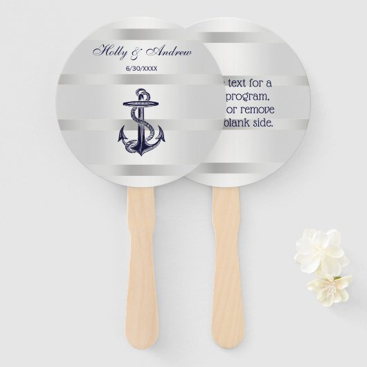 ネイビ航海のーブルーいかりシルバーウェイト結婚ズ ハンドファン (正面&裏面)