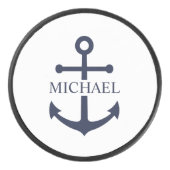 ネイビ航海のーブルーいかりパーソナライズされた名 アイスホッケーパック (正面)