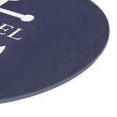 ネイビ航海のーブルーいかりパーソナライズされた名 カッティングボード (角)