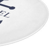 ネイビ航海のーブルーいかりパーソナライズされた名 カッティングボード (角)